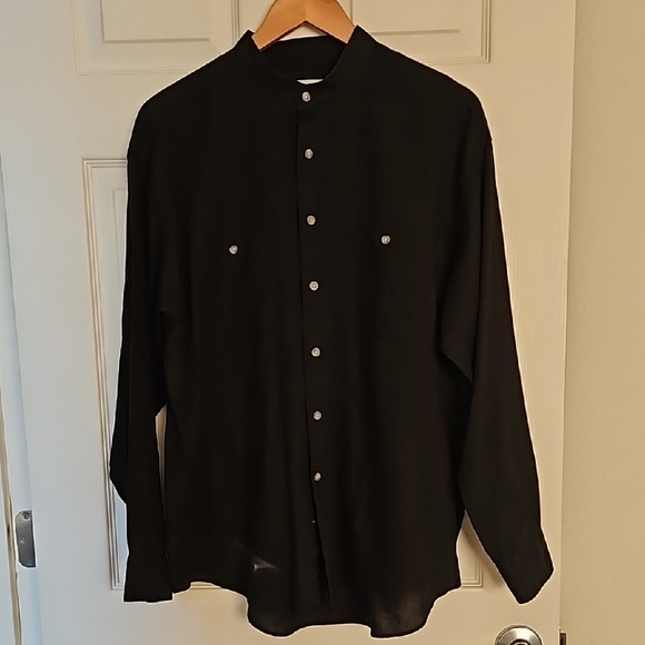 Yves Saint Laurent long sleeve band collar shirt, size 17 34-35 (L) - Picture 2 of 10